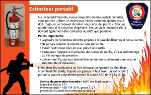 Chronique MAI 2023 | Extincteur portatif | MRCM | Service de prévention incendie